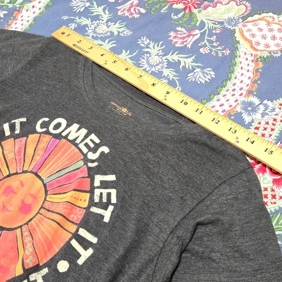 Natural Life Tops | Charcoal Gray Graphic Sun Tee Women's S - Picture 4 of 8